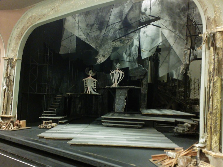 5 June 2013. From stage left looking deeper into the wings. The set model details are striking. Image by Martha Wade Steketee.
