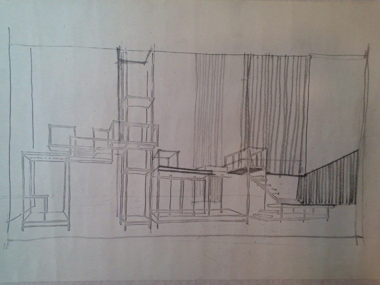 Company (1970). Pencil sketch on tracing paper. Image by Martha Wade Steketee.