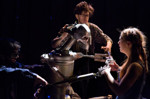 (L-R) Will Gallacher, James Ortiz, Eliza Simpson (and at center, of course, the Tin Man). Image by Hunter Canning.