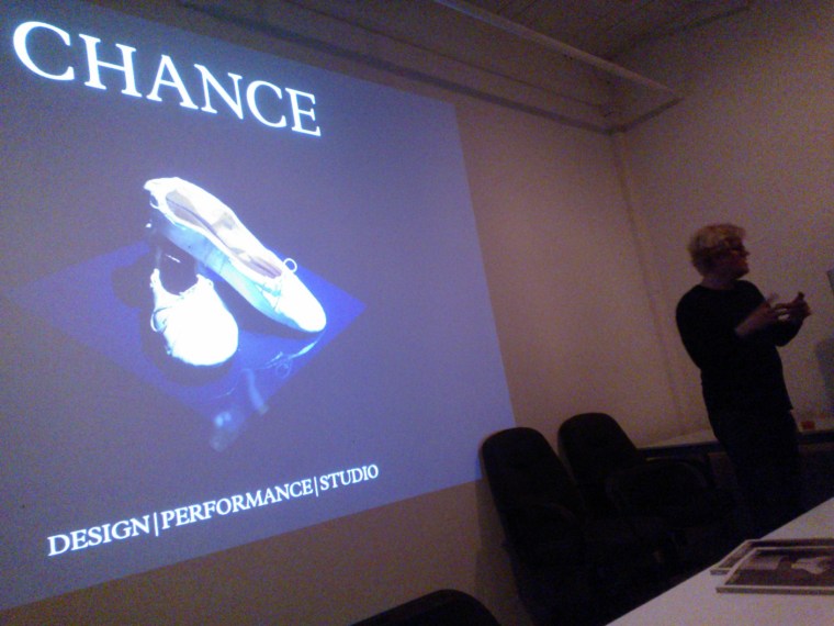 31 March 2014 at Wingspace. Fitz Patton at left, and an advance look at the cover of Chance Magazine issue 3, Couture | Stage.