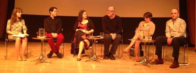 21 May 2014 LMDA Panel. (L-R) Amy Jensen, Ken Cerniglia, Jill Rafson, Peter Eckersall, Anne Cattaneo, David Schultz.