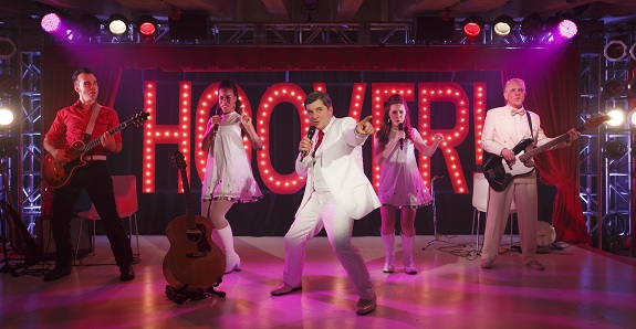 Hoover and his band. Image by Joan Marcus.