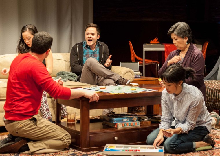 (L-R) James Yaegashi, Tina Chilip, Jeffrey Omura, Mia Katigbak and Tiffany Villarin (on floor). Image by Web Begole.